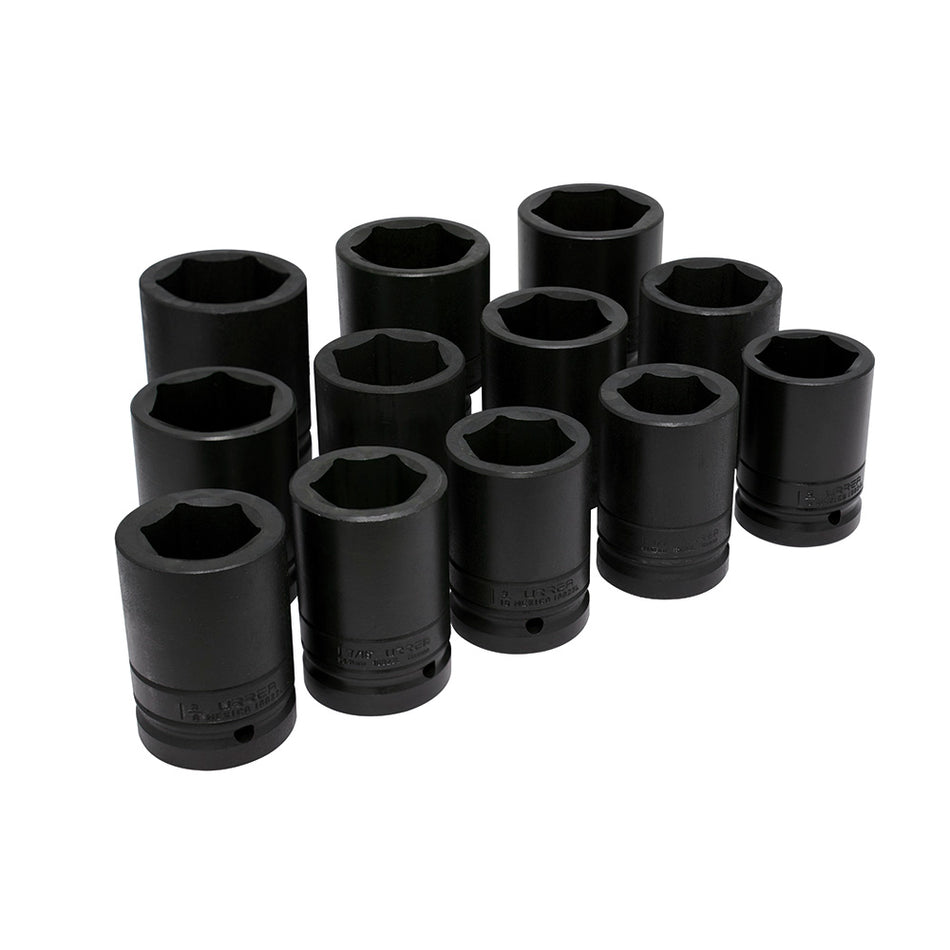 JUEGO DE DADOS LARGOS DE IMPACTO CUADRO DE 1 6 PUNTAS EN PULGADAS 12 PIEZAS SKU 10000L