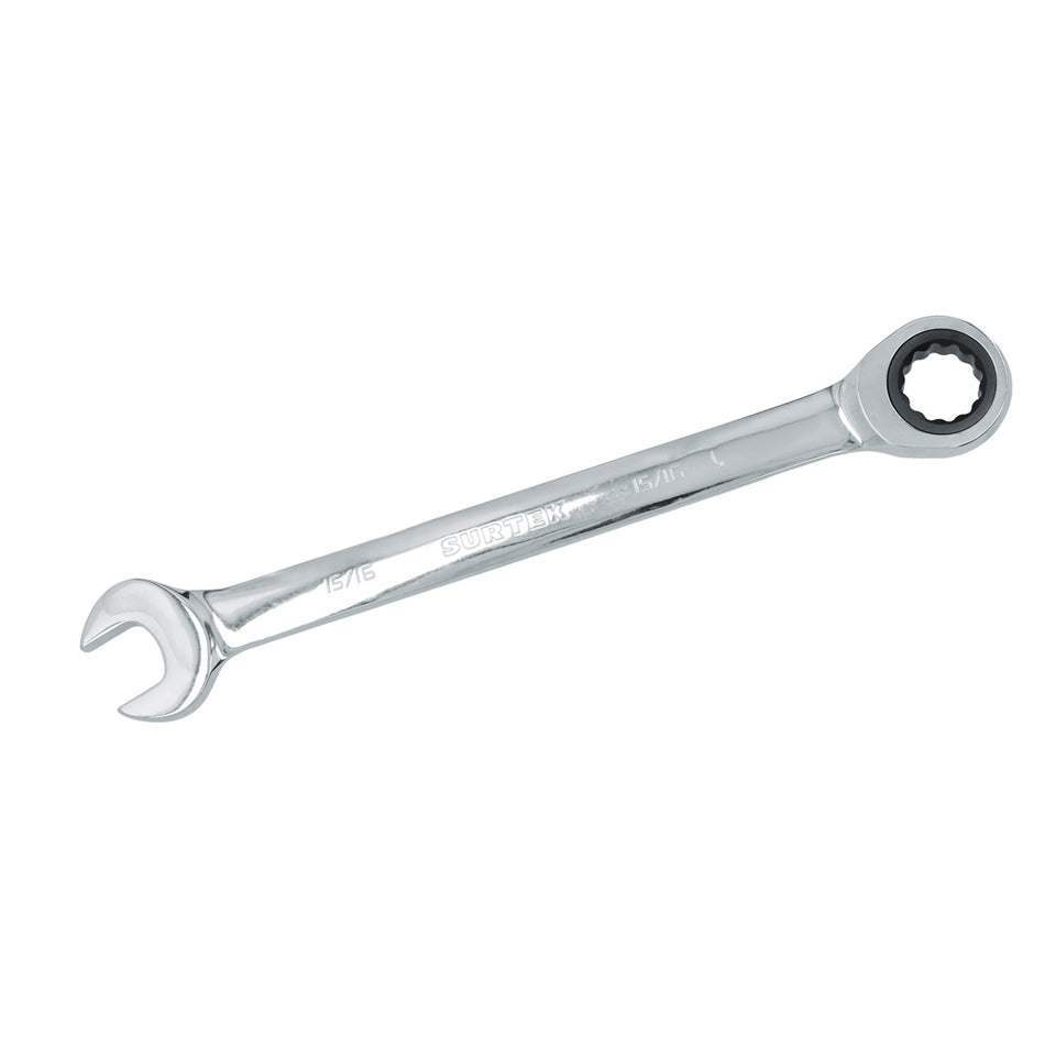LLAVE COMBINADA PULIDO ESPEJO DE MATRACA EN PULGADAS, 12 PUNTAS, 15/16" SKU 1005470