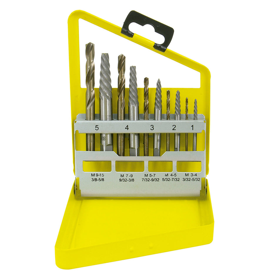 JUEGO DE EXTRACTOR PARA TORNILLOS CON BROCAS, 10 PIEZAS SKU 1070440