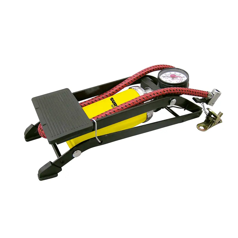 BOMBA DE AIRE DE PEDAL CON UN CILINDRO, CON MANOMETRO SKU BOPE-T0