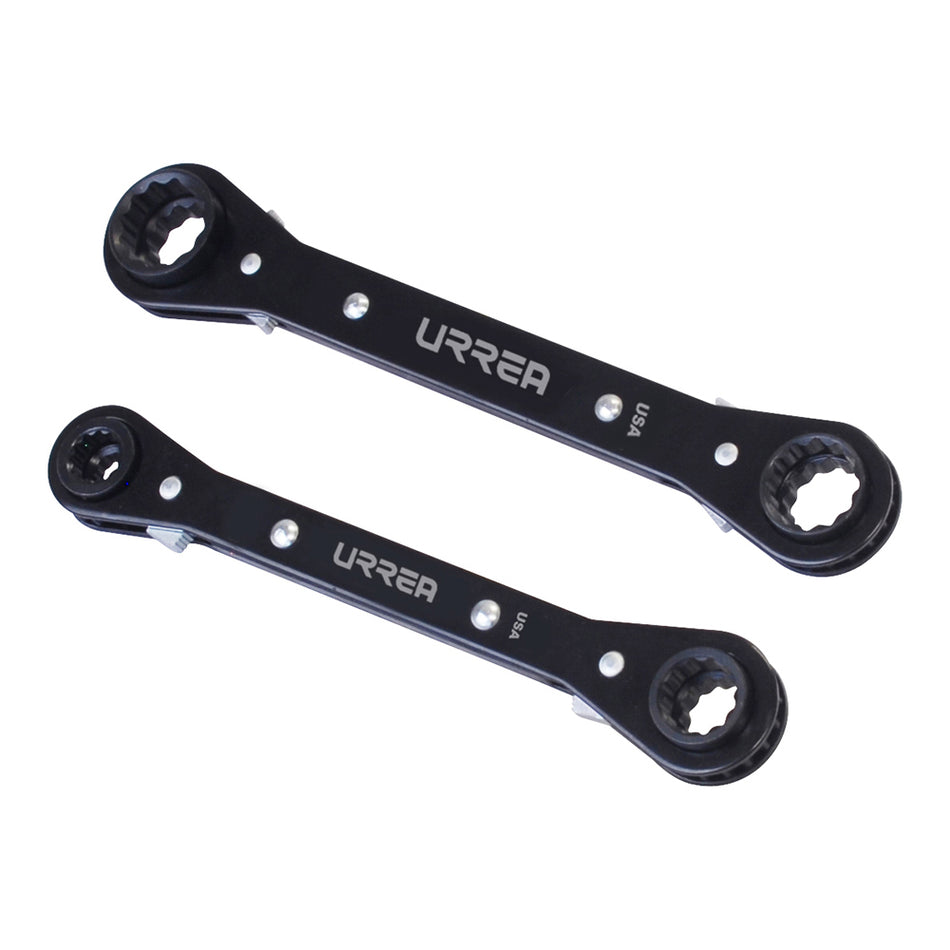 JUEGO DE LLAVES DE ESTRIAS DE MATRACA REVERSIBLE 4 EN 1 EN PULGADAS 12 PUNTAS 2 PIEZAS SKU 1170A