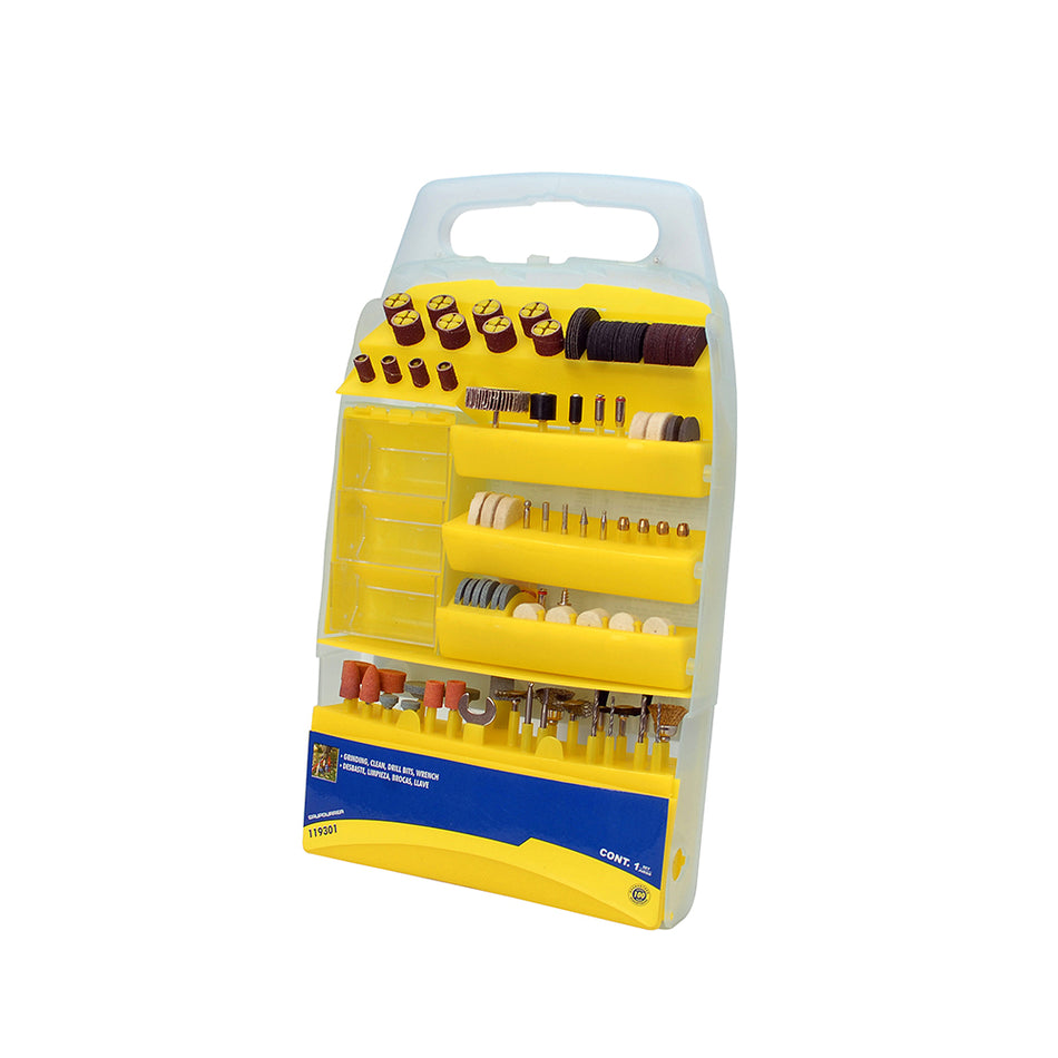 JUEGO DE ACCESORIOS PARA MOTO TOOL, 150 PIEZAS SKU 1193010