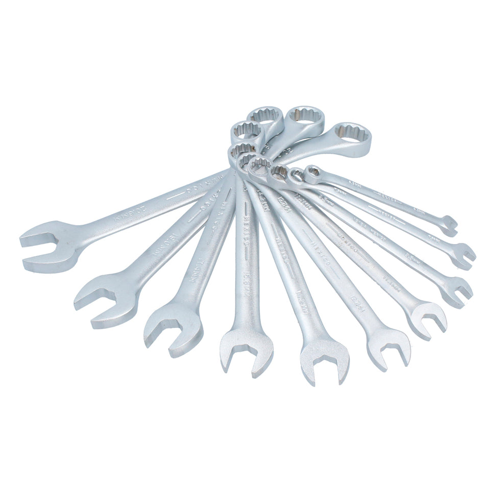 JUEGO DE LLAVES COMBINADAS SATINADAS METRICAS 12 PUNTAS EN RACK 11 PIEZAS SKU 1200CMA