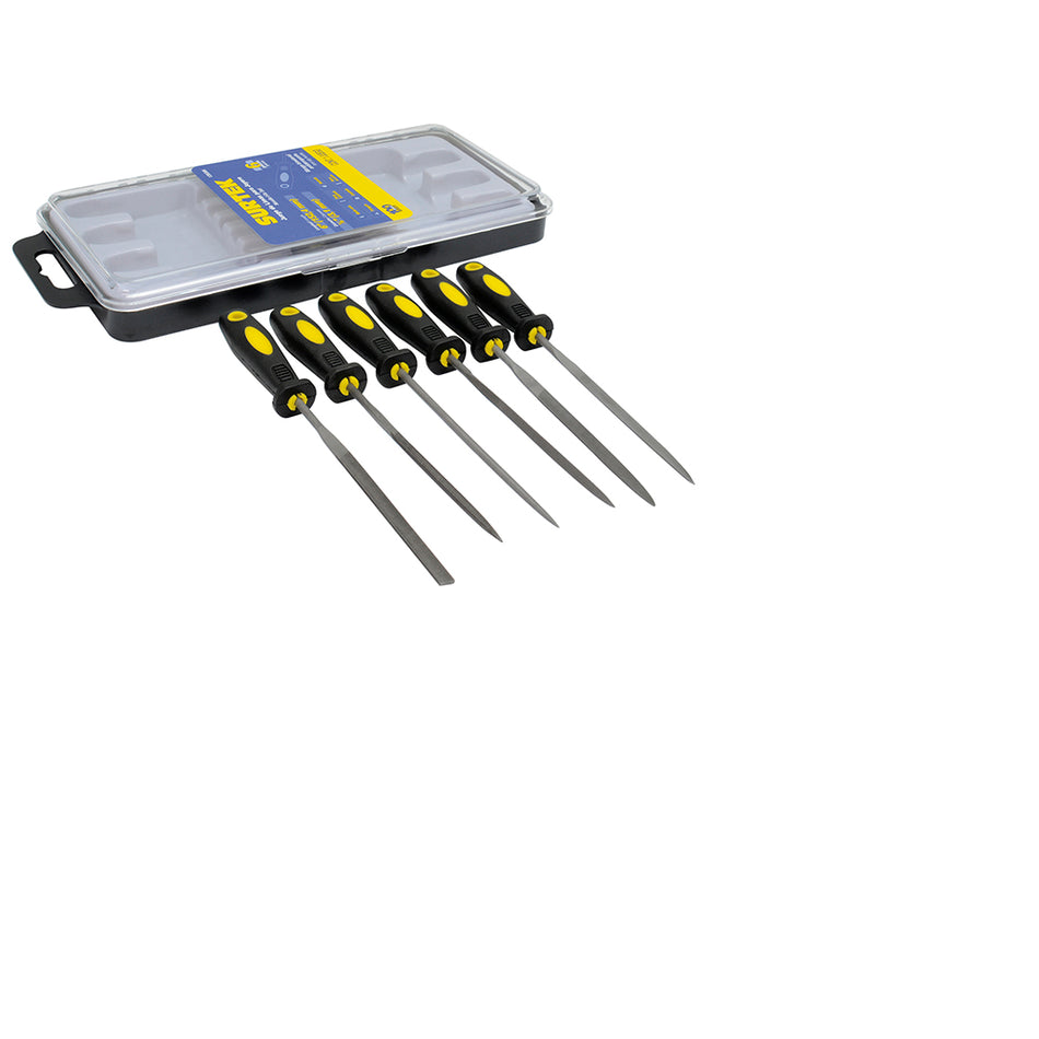 JUEGO DE LIMAS COMBINADAS CON MANGO BIMATERIAL PARA JOYERO, 6 PIEZAS SKU 1203860