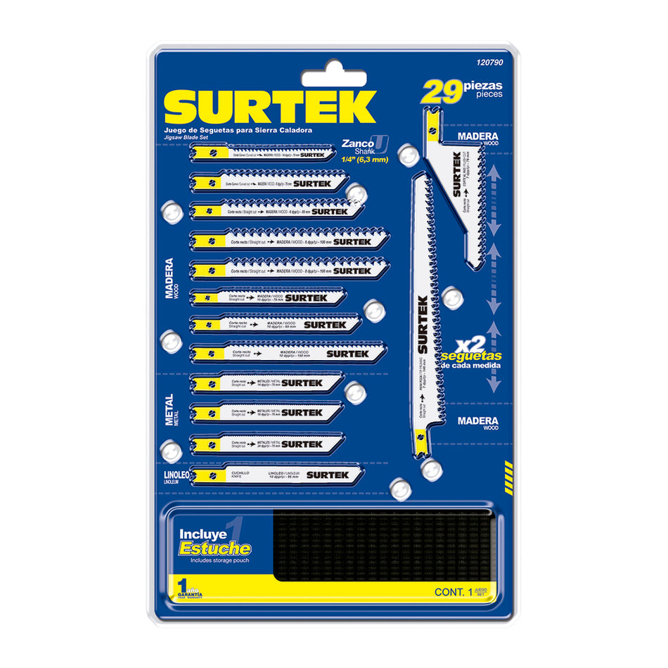 JUEGO DE SEGUETAS PARA SIERRA CALADORA, 29 PIEZAS SKU 1207900