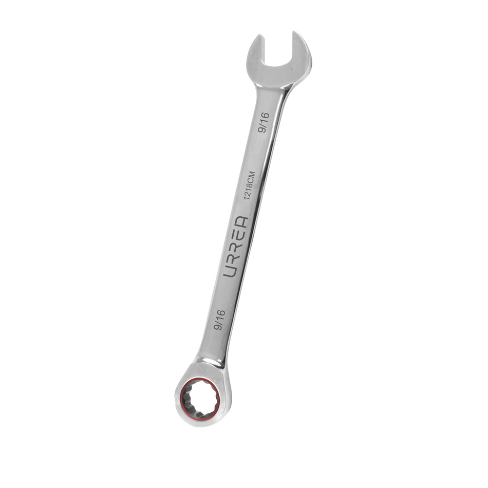 Llave combinada pulido espejo de matraca en pulgadas, 12 puntas, 9/16" SKU 1218CM