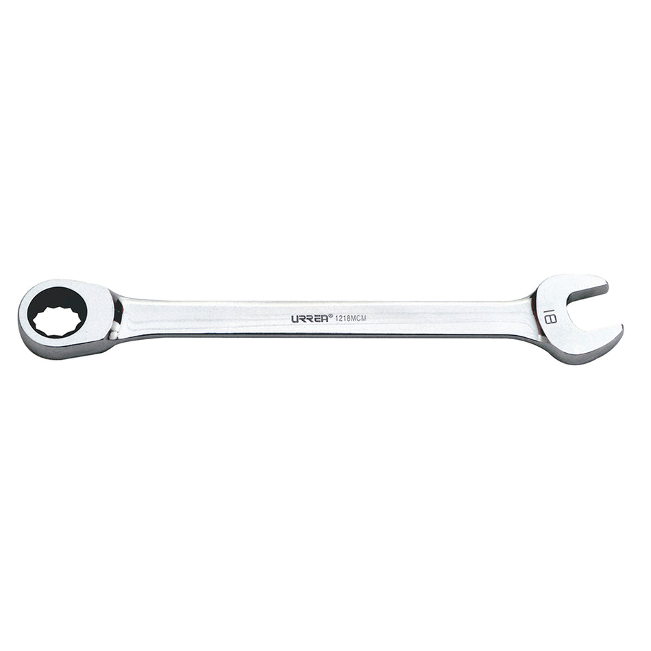 LLAVE COMBINADA PULIDO ESPEJO DE MATRACA METRICA 12 PUNTAS 18 MM SKU 1218MCM
