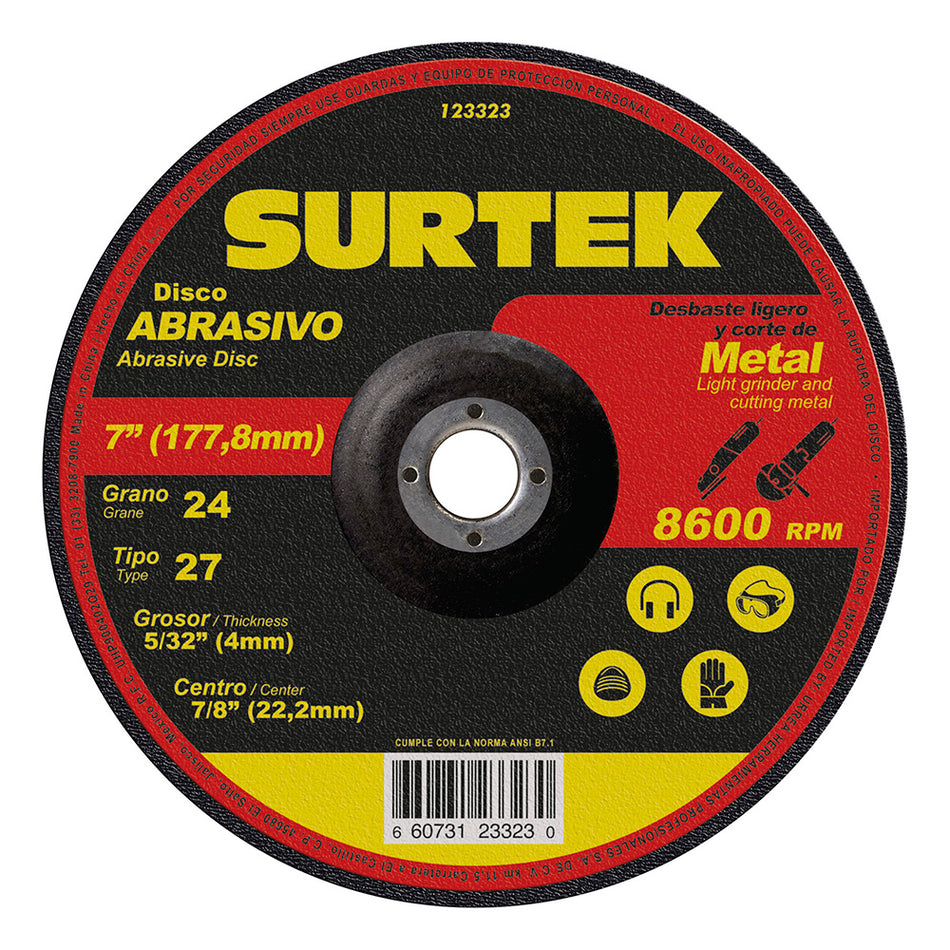 DISCO ABRASIVO TIPO 27 PARA METAL 7" X 5/32" SKU 1233230