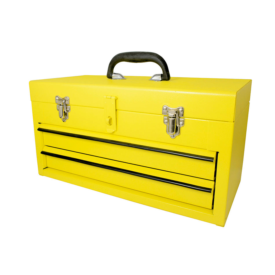 CAJA PORTAHERRAMIENTAS METALICA COLOR AMARILLO CON 2 GAVETAS 18" X 9" X 11" SKU 1251070