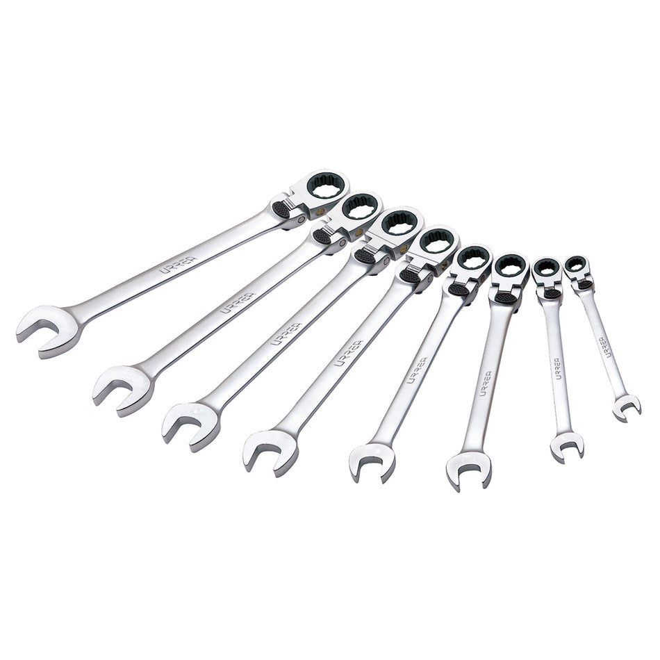 JUEGO DE LLAVES COMBINADAS PULIDO ESPEJO FLEXIBLES DE MATRACA SPLINE EN PULGADAS 9 PIEZAS SKU 12MF8