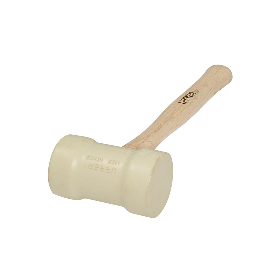 Mazo con cabeza de hule beige con mango de madera de encino de 16", 22 oz SKU 1368B