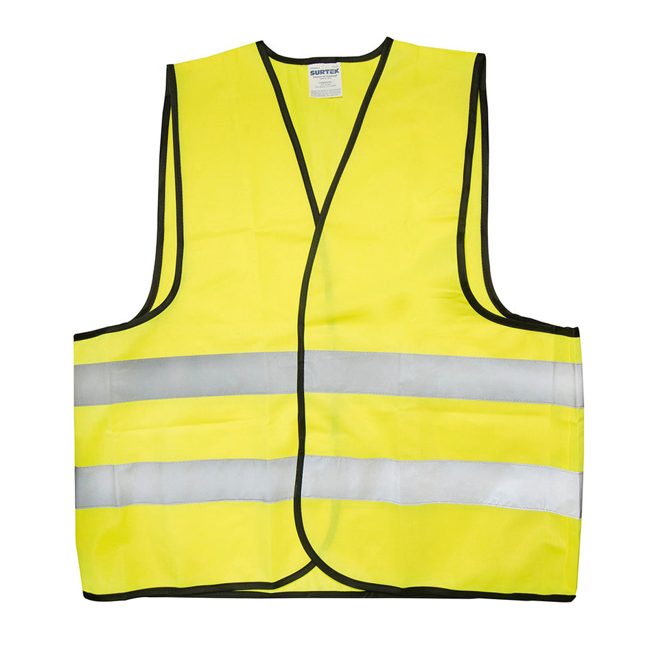 CHALECO DE SEGURIDAD CON CINTAS REFLEJANTES PLATEADAS AMARILLO UNITALLA SKU 1373780