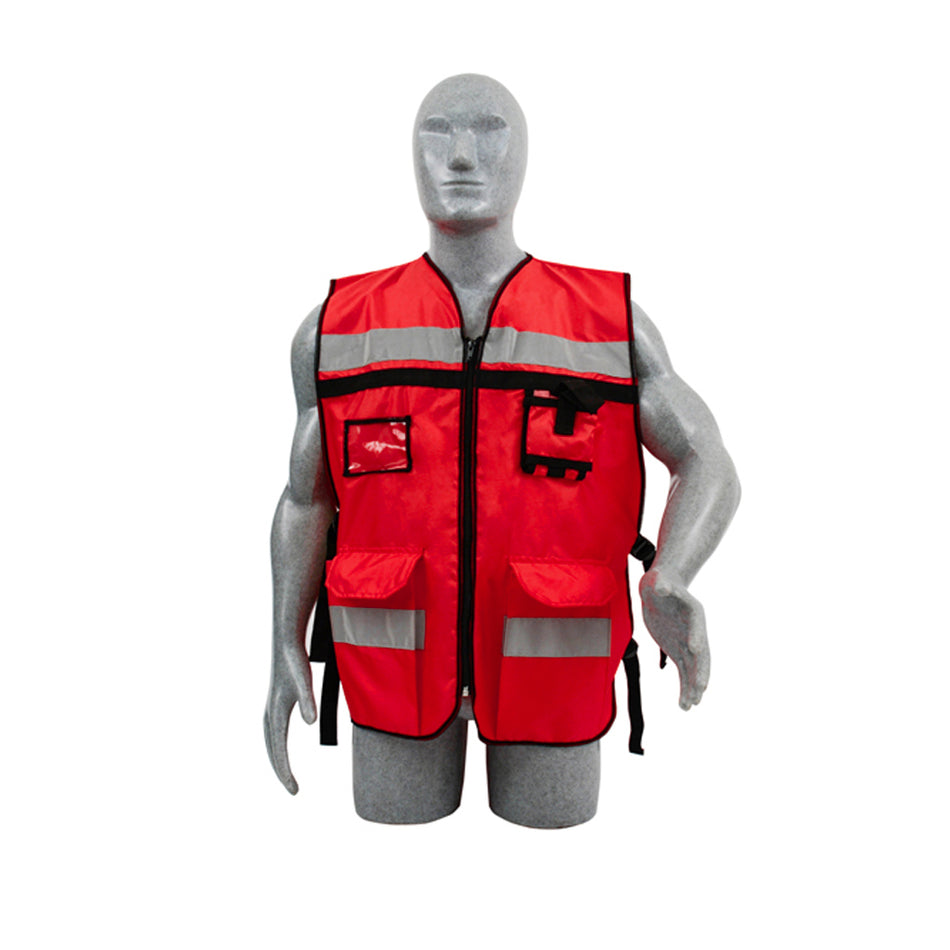 CHALECO DE SEGURIDAD TIPO SUPERVISOR ABIERTO CON REFLEJANTE ROJO UNITALLA SKU 1375930