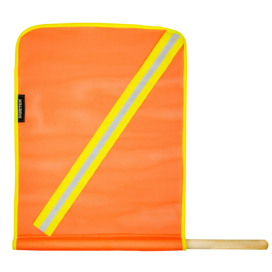 BANDERIN DE MALLA PLASTICA CON REFLEJANTE Y VASTAGO DE MADERA SKU 1376060