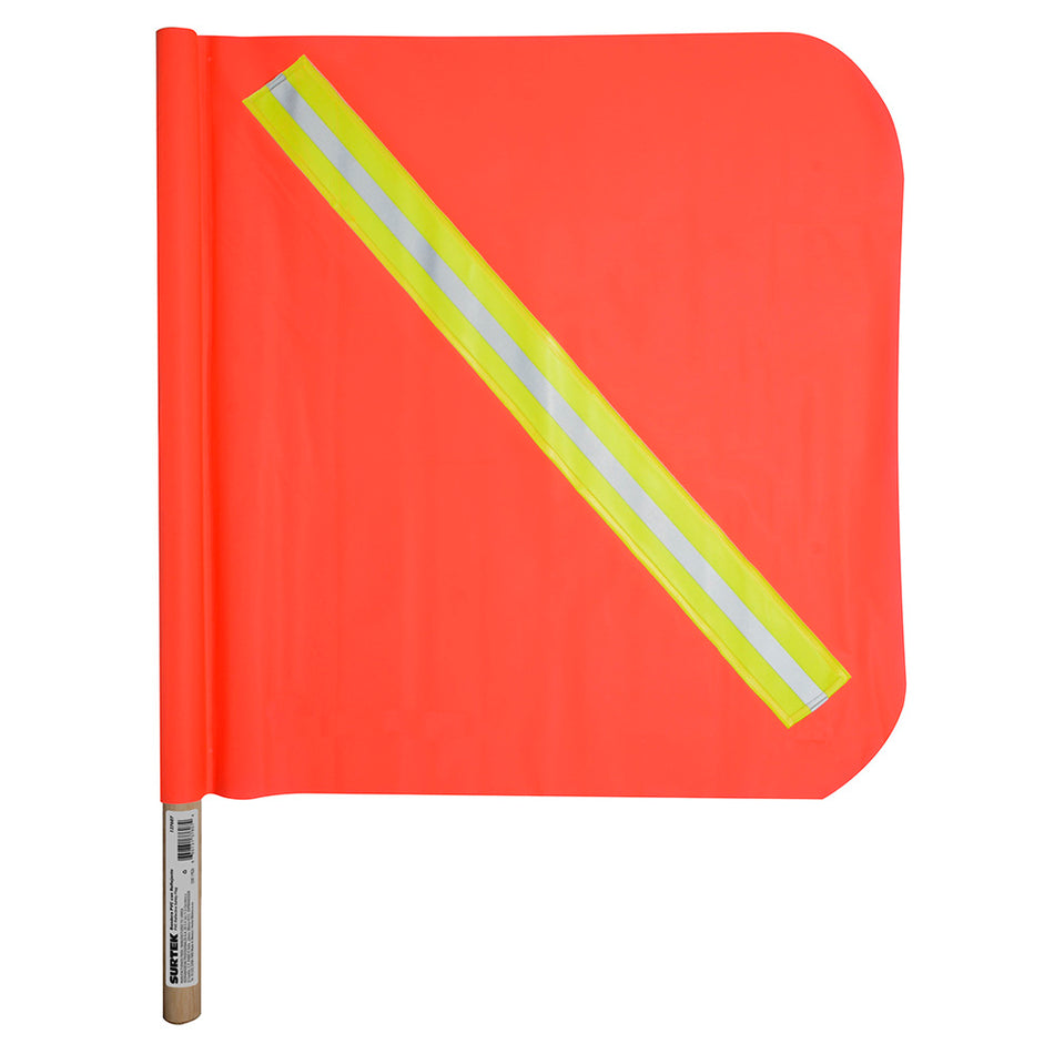 BANDERIN DE PVC CON REFLEJANTE Y VASTAGO DE MADERA SKU 1376070