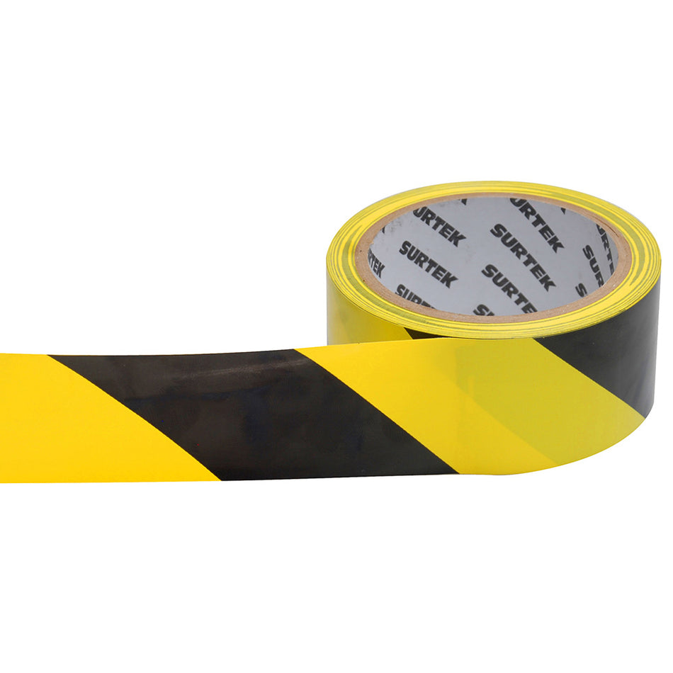 CINTA DE SEÑALIZACION DE ADHESIVO ACRALICO ANCHO 2" DE 18 M, COLOR NEGRO/AMARILLO SKU 1380600