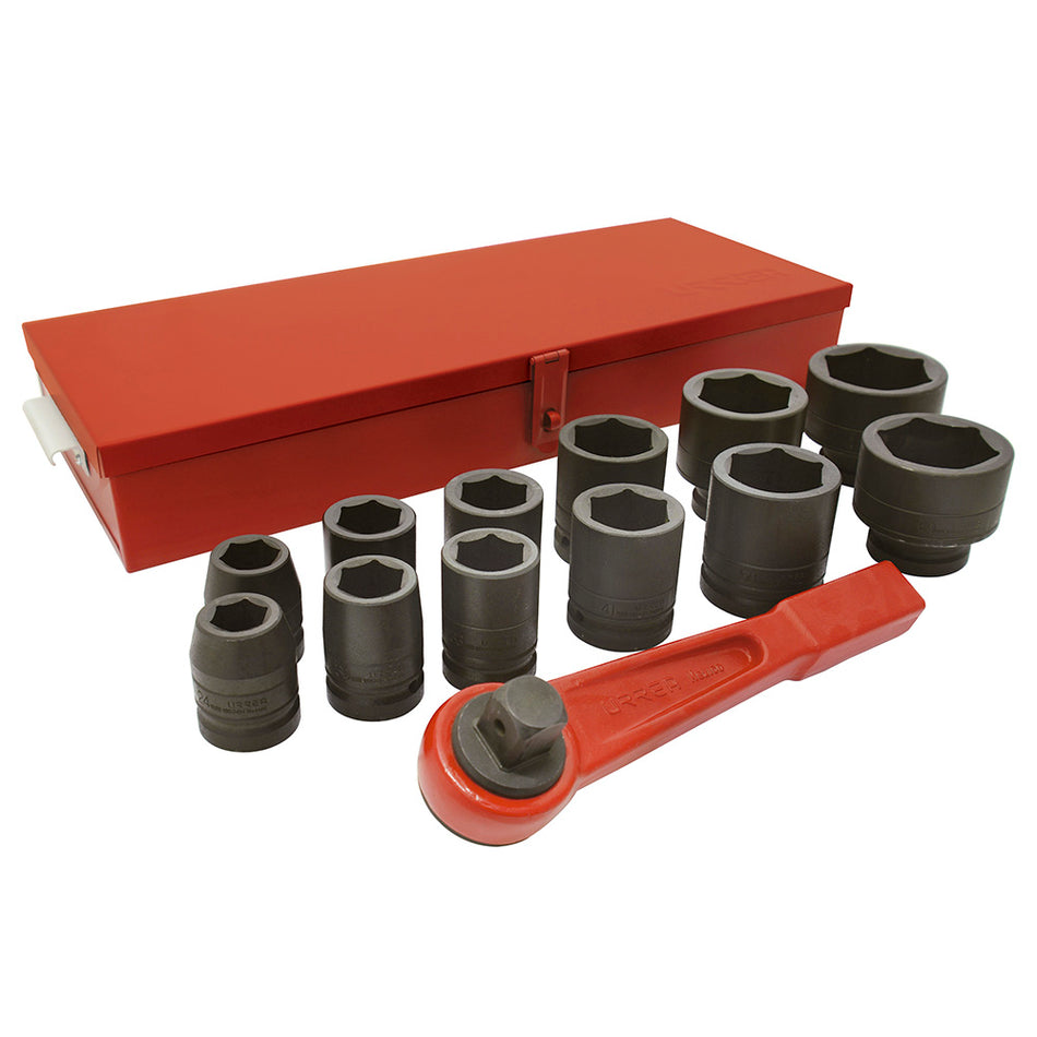JUEGO DE DADOS Y ACCESORIOS DE IMPACTO CUADRO DE 1 METRICOS 14 PIEZAS SKU 15201H