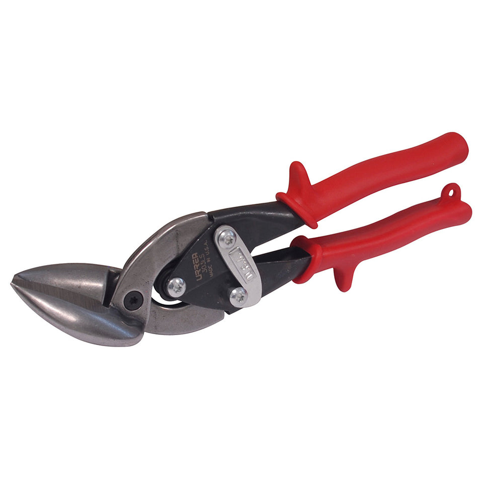 TIJERA PARA HOJALATERO CON MANGO RUBBER GRIP TIPO AVIACION ACODADA 15 IZQUIERDA 10 SKU 303LS