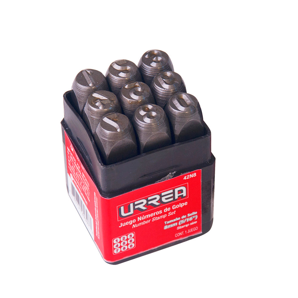 JUEGO DE NUMEROS DEL 0 AL 9 DE GOLPE 8 MM 9 PIEZAS SKU 42N8