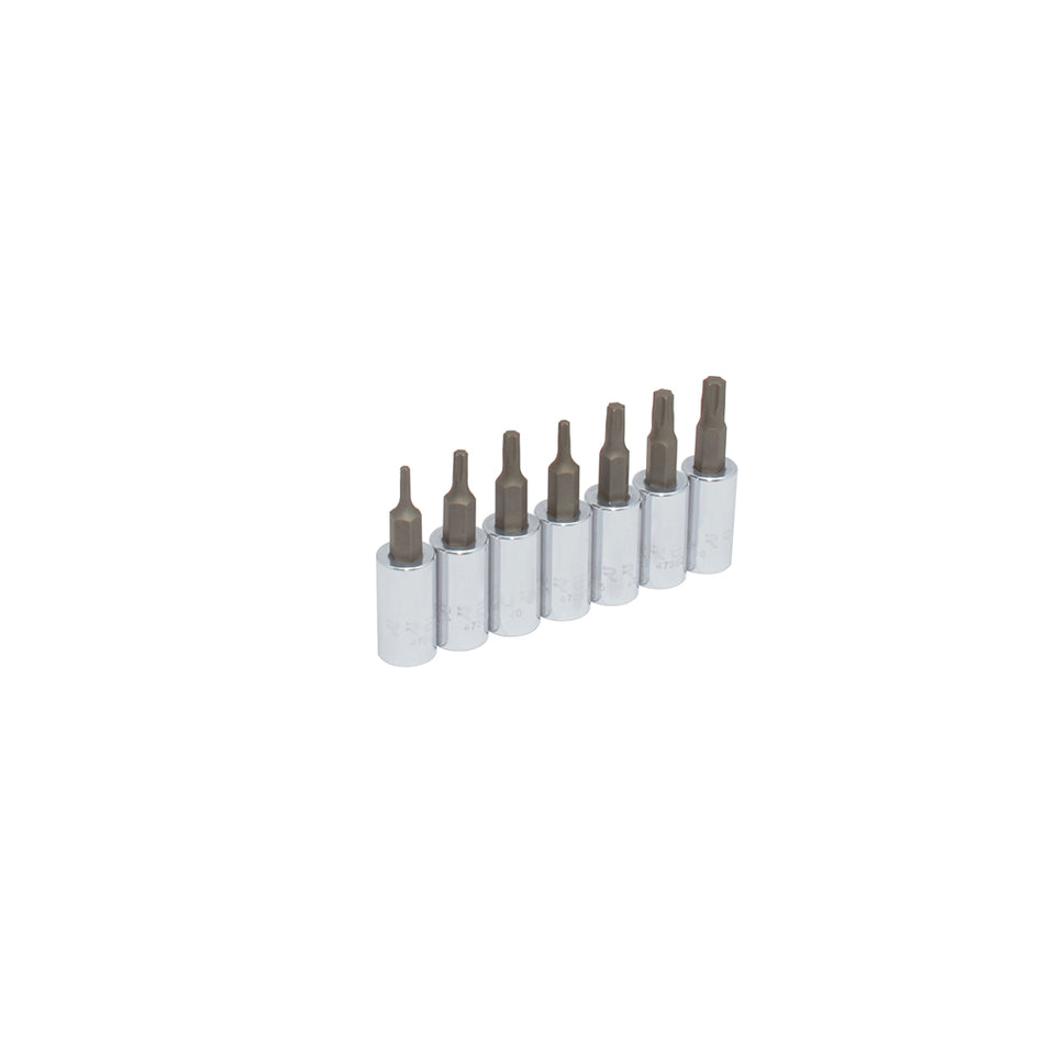 JUEGO DE DADOS CON PUNTA TORX CUADRO DE 1 4 EN RIEL 7 PIEZAS SKU 4739C