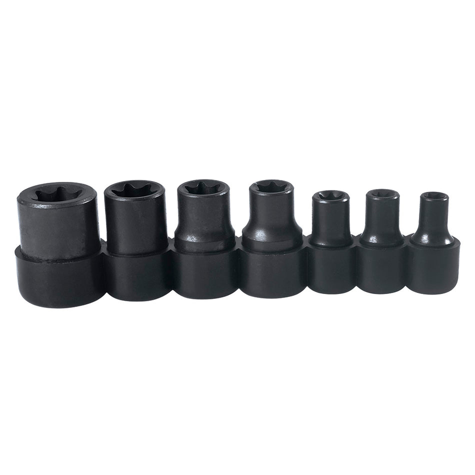 JUEGO DE DADOS TORX HEMBRA CUADRO DE 1 4 Y 3 8 7 PIEZAS SKU 4752E