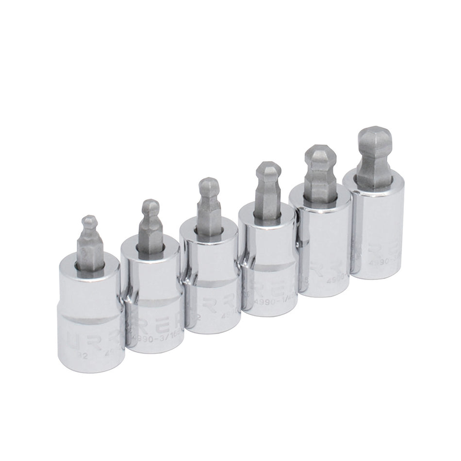 JUEGO DE DADOS PUNTA HEXAGONAL TIPO BOLA CUADRO DE 3 8 6 PUNTAS EN PULGADAS 6 PIEZ SKU 4900BD