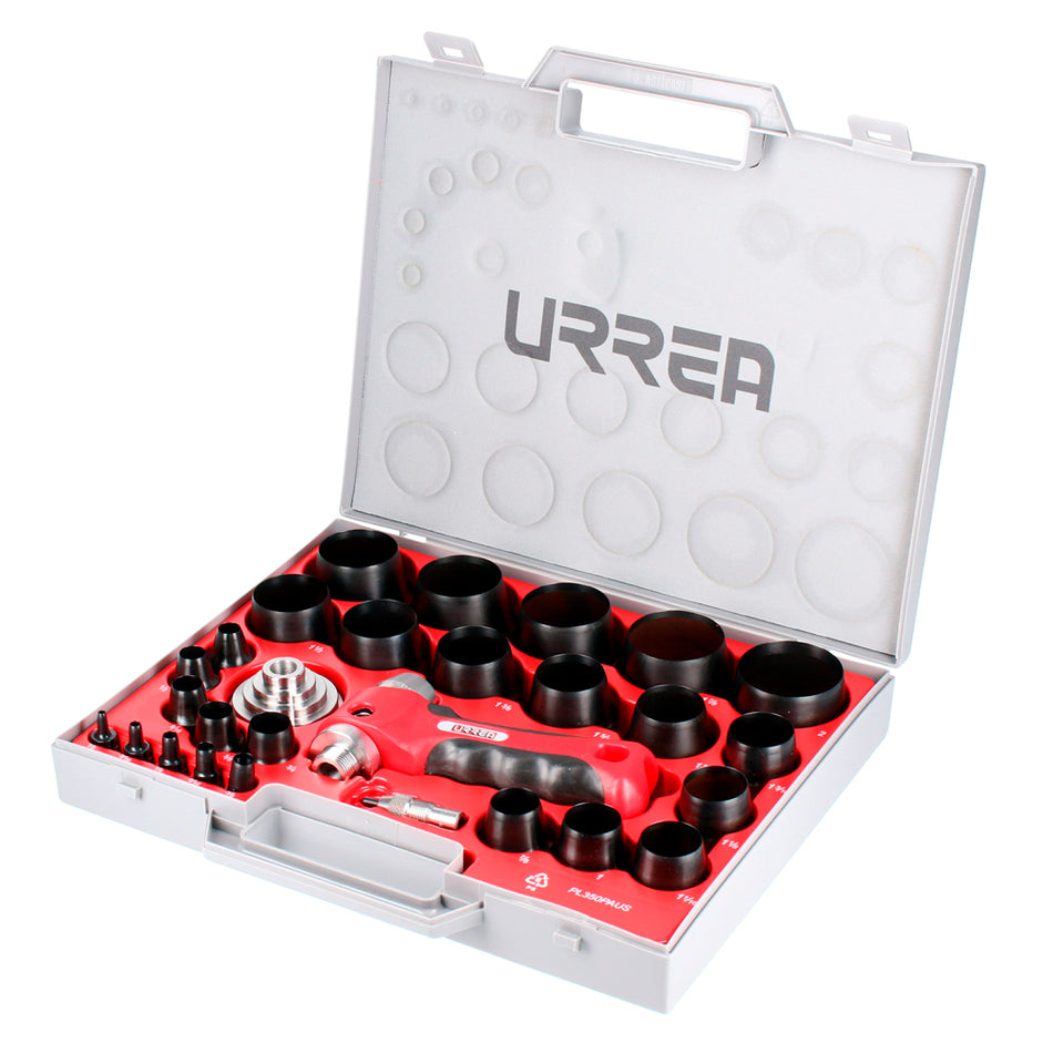 JUEGO DE SACABOCADOS CON MANGO ADAPTADOR ERGONONICO DE 1 8 A 2 28 PIEZAS SKU 49902A