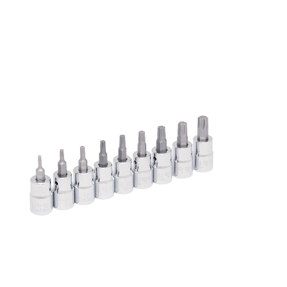 JUEGO DE DADOS CON PUNTA TORX CUADRO DE 3 8 EN RIEL 9 PIEZAS SKU 5239C
