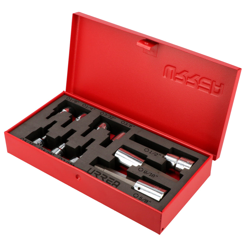 JUEGO DE DADOS CON PUNTA HEXAGONAL EN PULGADAS CUADRO DE 3 8 Y 1 2 10 PIEZAS SKU 5254H