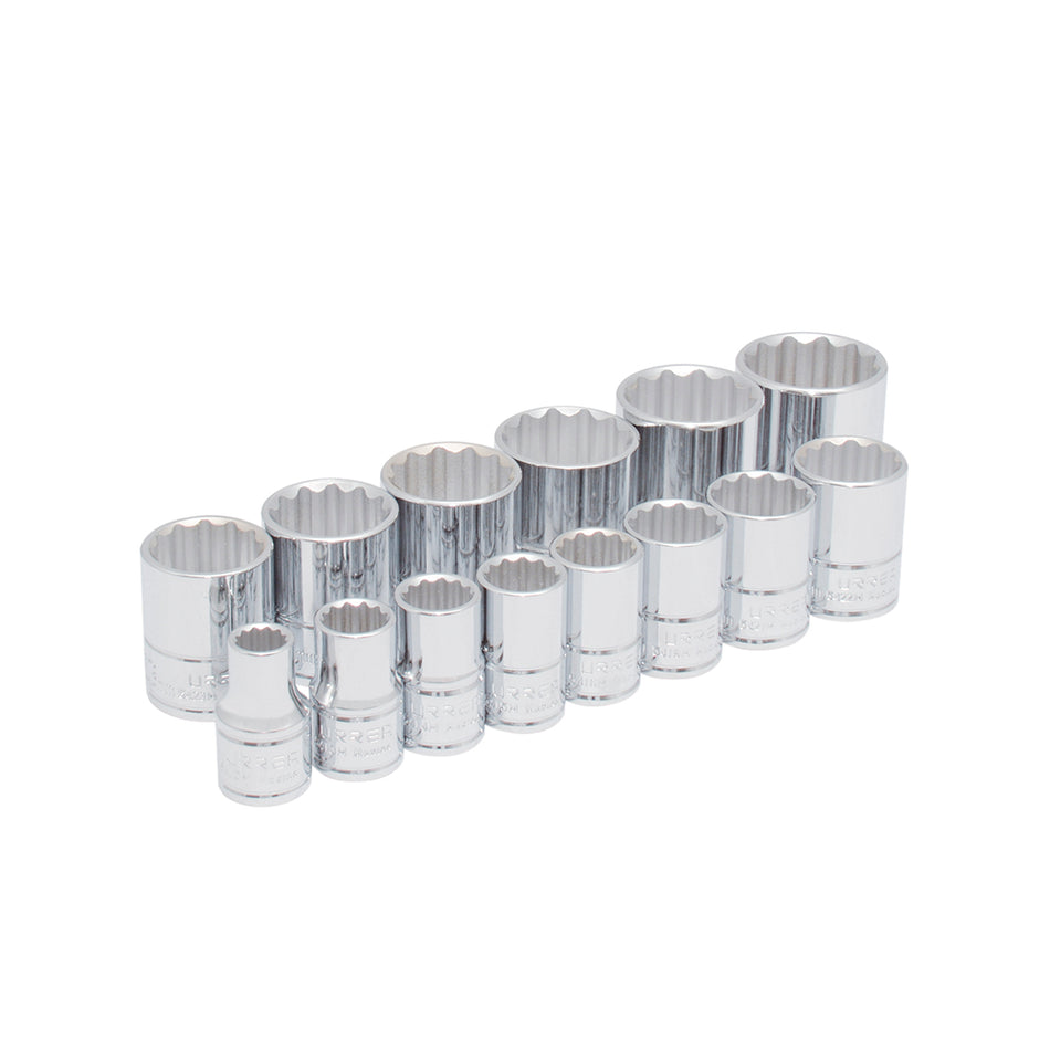 JUEGO DE DADOS CUADRO DE 1 2 12 PUNTAS METRICOS 14 PIEZAS SKU 5400PAM