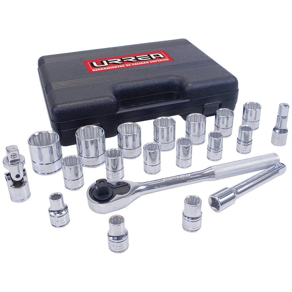JUEGO DE DADOS Y ACCESORIOS CUADRO DE 1 2 METRICO 20 PIEZAS SKU 5400PBM