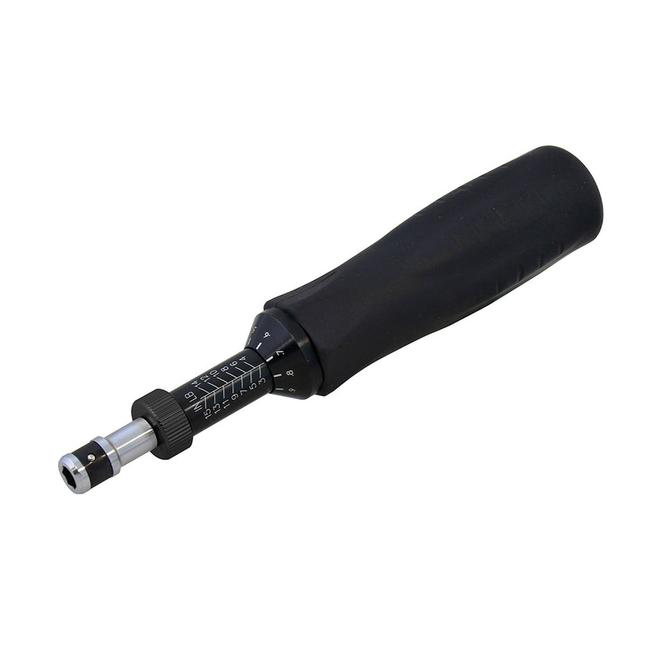 DESTORNILLADOR DE TORQUE MICROAJUSTABLE CON MANGO PLASTICO CUADRO DE 1 4 10 90 IN LB SKU 6109B
