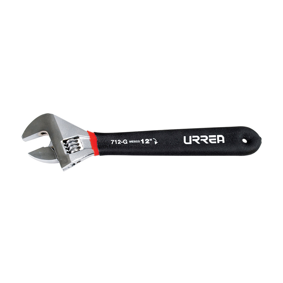 LLAVE AJUSTABLE CROMADA CON MANGO RUBBER GRIP 12 SKU 712G