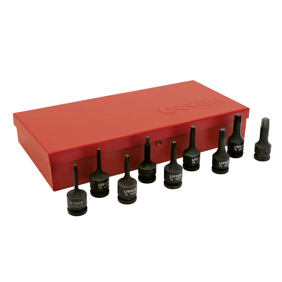 JUEGO DE DADOS DE IMPACTO CON PUNTA TORX CUADRO DE 3 8 9 PIEZAS SKU 72900W