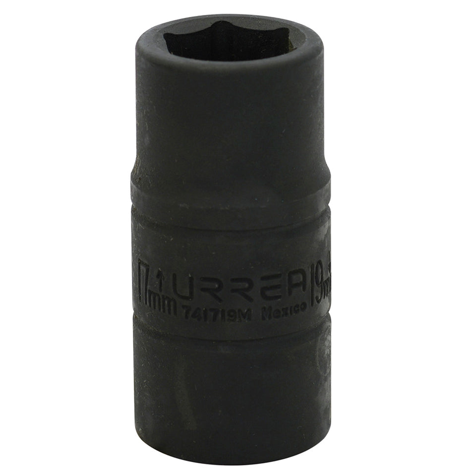 DADO DE IMPACTO CORTO DOBLE BOCA METRICO CUADRO DE 1 2 17 X 19 MM SKU 741719M