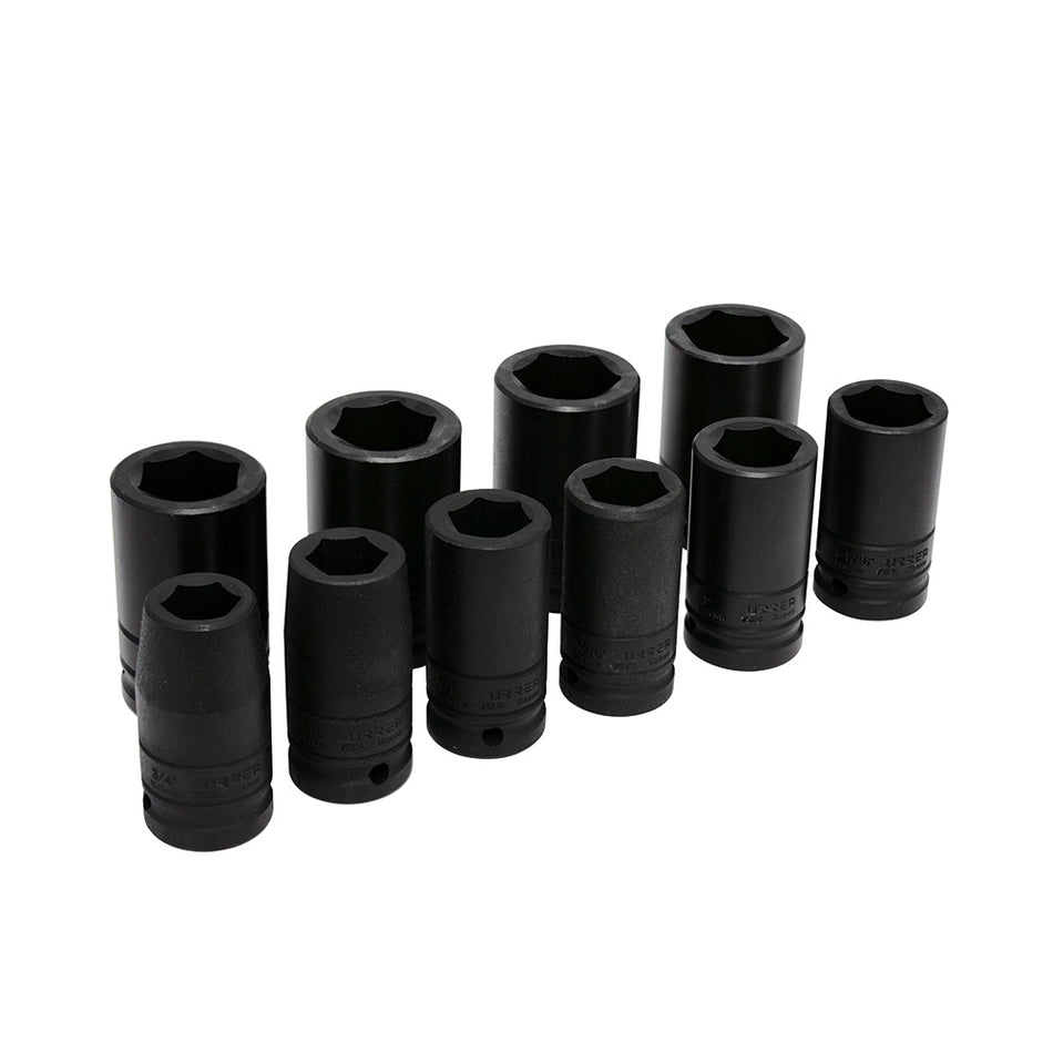 JUEGO DE DADOS DE IMPACTO LARGOS CUADRO DE 3 4 6 PUNTAS EN PULGADAS 10 PIEZAS SKU 750010L