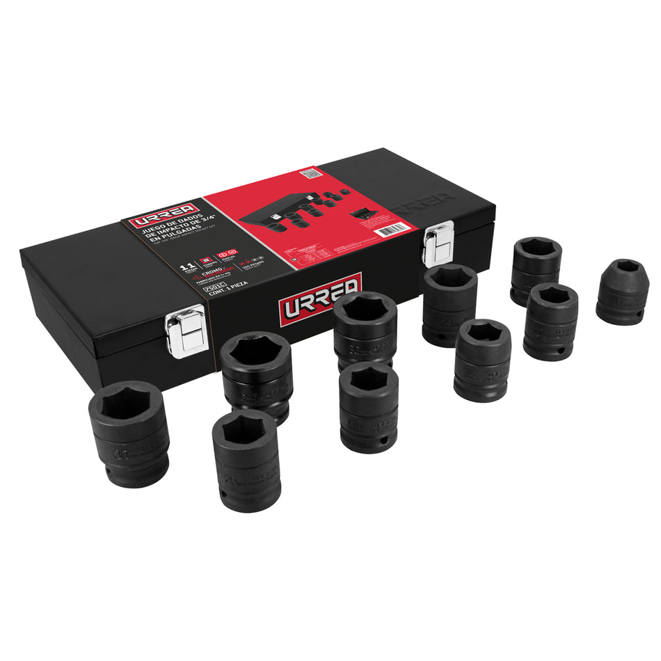 JUEGO DE DADOS DE IMPACTO CUADRO DE 3 4 EN PULGADAS 10 PIEZAS SKU 7501C