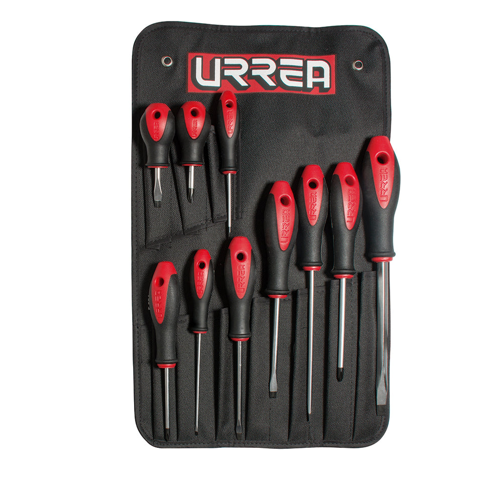 JUEGO DE DESTORNILLADORES CON MANGO BIMATERIAL COMBINADOS 10 PIEZAS SKU 8600F