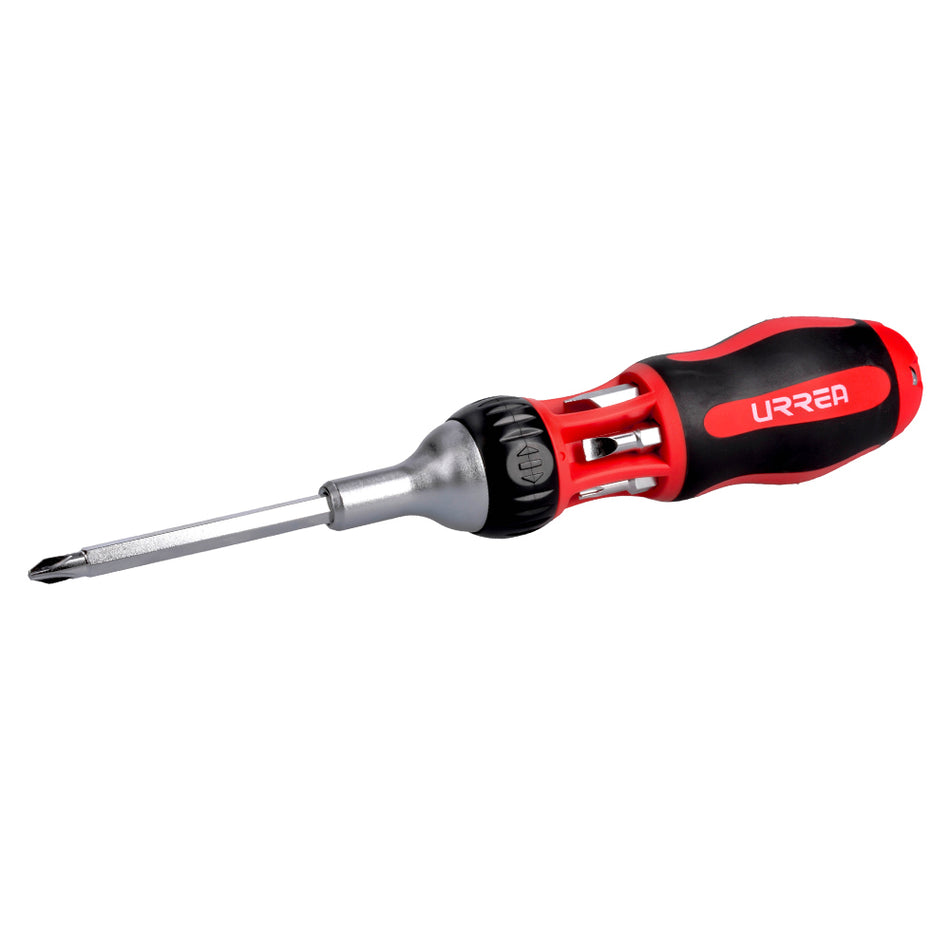 DESTORNILLADOR CON MANGO BIMATERIAL DE MATRACA CON PUNTAS LARGAS INTERCAMBIABLES 7 EN 1 SKU 9308L