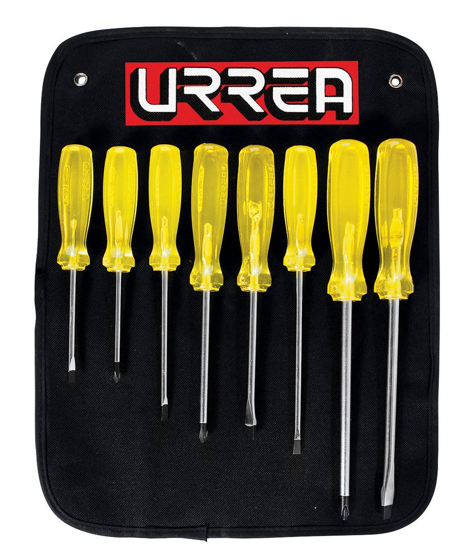 JUEGO DE DESTORNILLADORES CON MANGO AMBAR COMBINADOS 8 PIEZAS 1 SKU 9600D