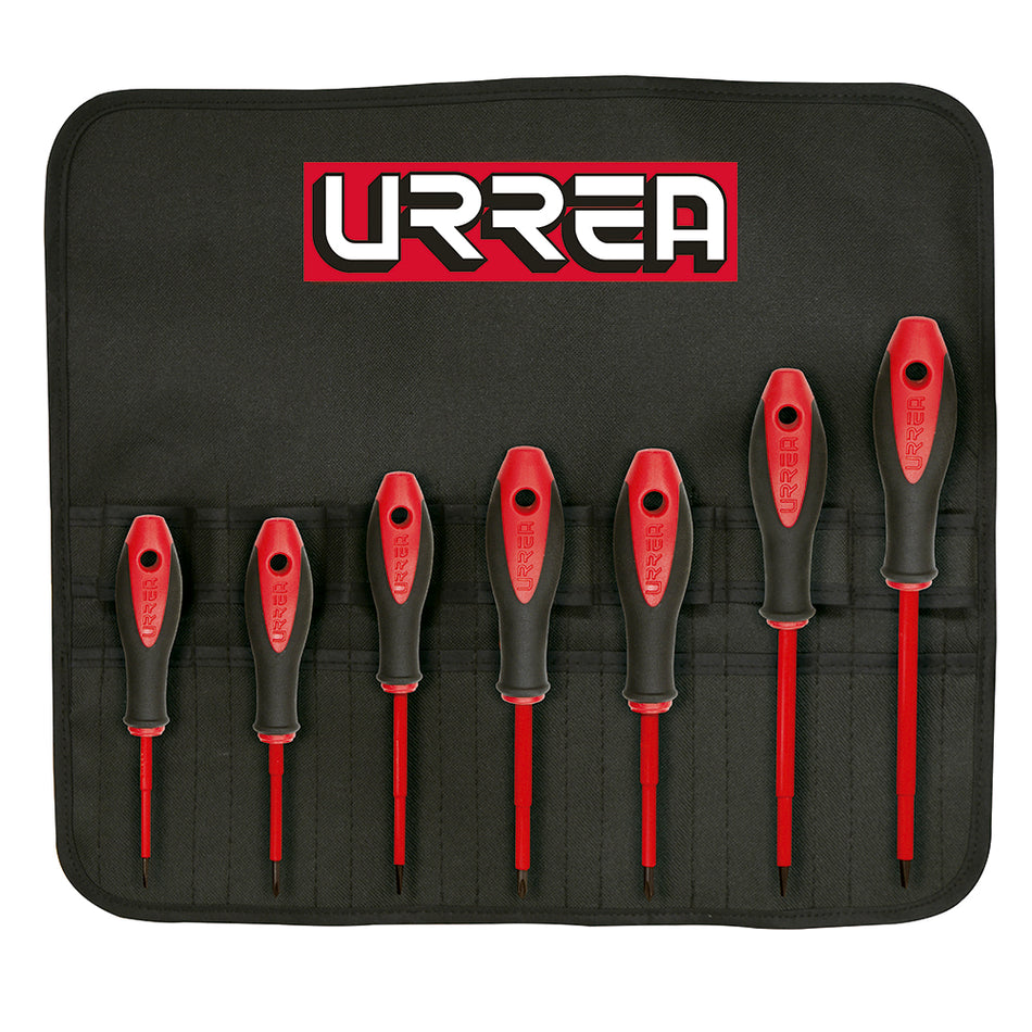 JUEGO DE DESTORNILLADORES CON MANGO BIMATERIAL 1000 V COMBINADOS 7 PIEZAS SKU 9700BA