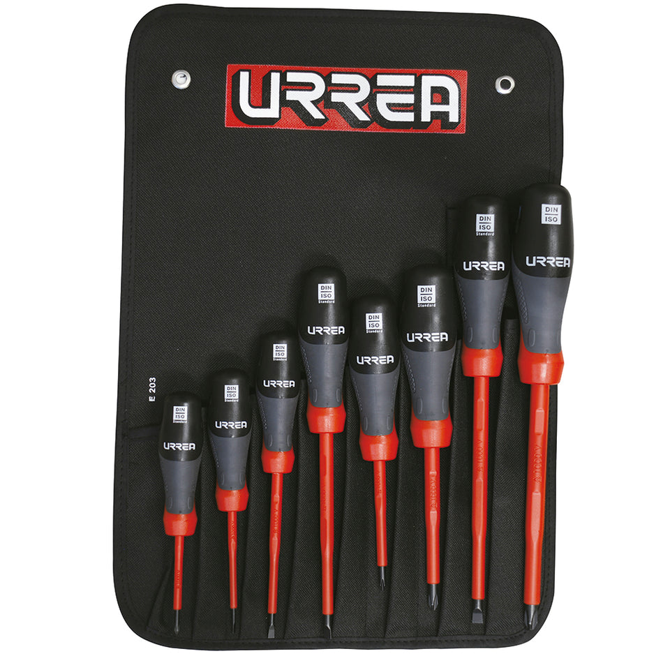 JUEGO DE DESTORNILLADORES CON MANGO TRIMATERIAL 1000 V COMBINADOS 8 PIEZAS SKU 9700TA