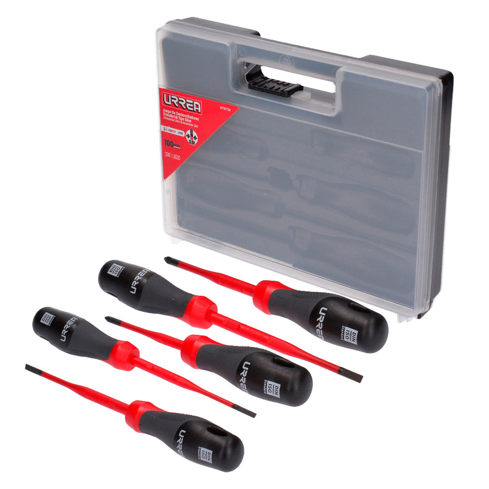 JUEGO DE DESTORNILLADORES BARRA SLIM CON MANGO TRIMATERIAL 1000 V 5 PIEZAS SKU 9700TSA