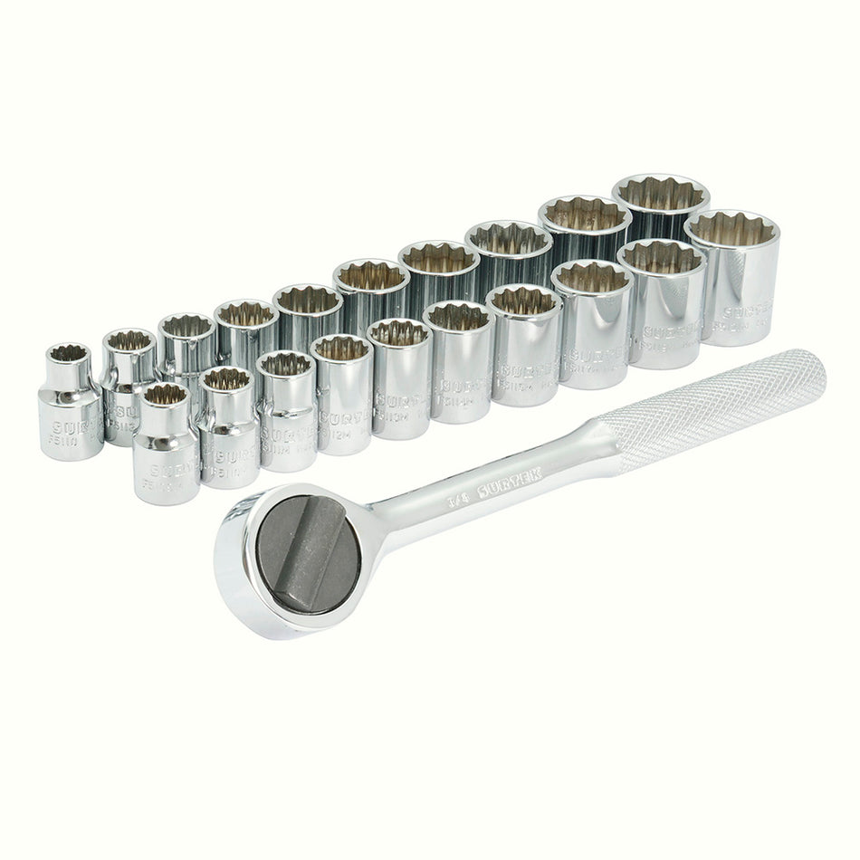 JUEGO DE DADOS Y ACCESORIOS CUADRO DE 3/8" COMBINADO, 21 PIEZAS SKU A02C0