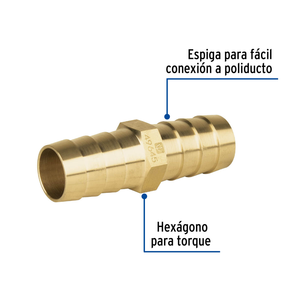 Cople inserción de latón 3/4' para poliducto negro, Foset SKU ADPO-3/4C