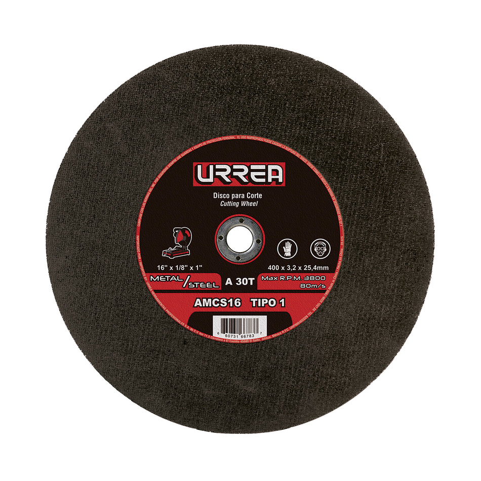 DISCO ABRASIVO TIPO 1 PARA METAL 16 X 1 8 SKU AMCS16