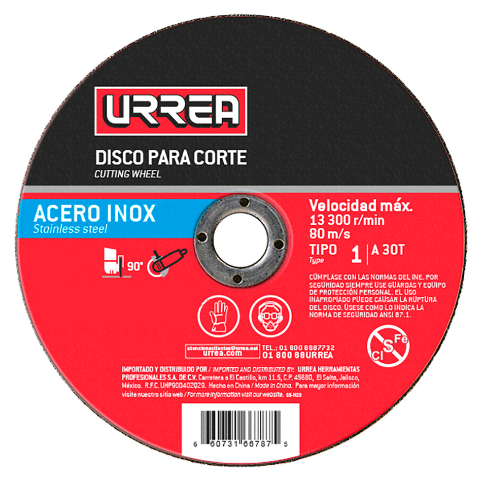 Disco abrasivo tipo 27 para acero inoxidable 4-1/2" x 1/4" SKU AMSD04