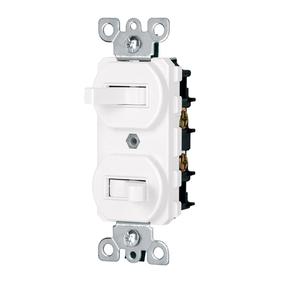 Interruptor dúplex de palanca, Standard, blanco, Volteck SKU APDO-SB0