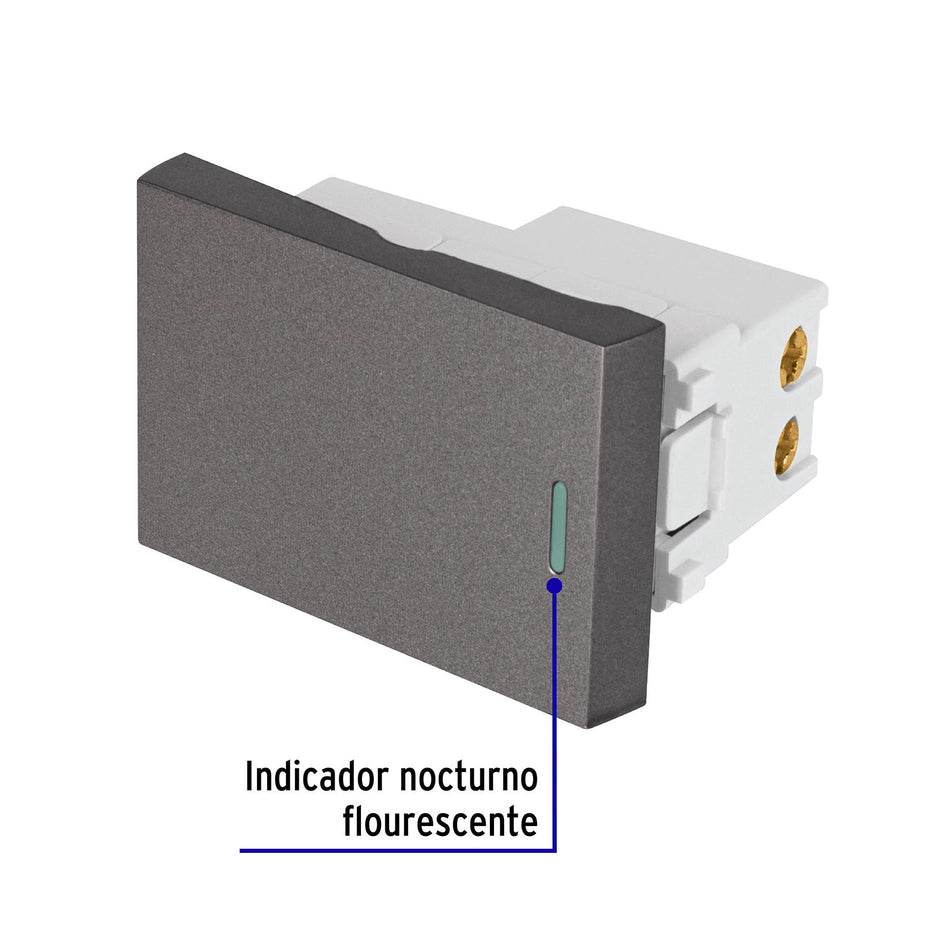 Interruptor sencillo acero inox de 1.5 módulos, línea Lisboa SKU APSE15-LA0