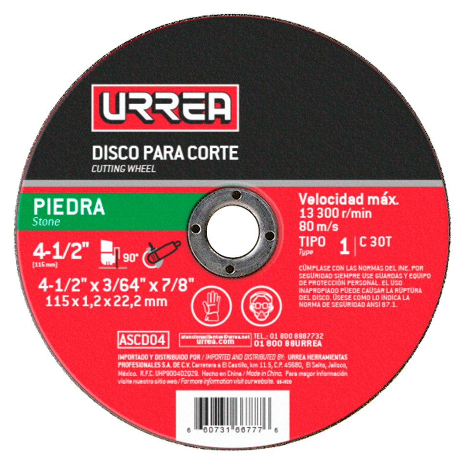 DISCO ABRASIVO TIPO 1 PARA PIEDRA 4 1 2 X 3 64 SKU ASCD04